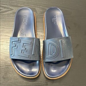 ❤️ Authenic Fendi Blue Slide Sandals